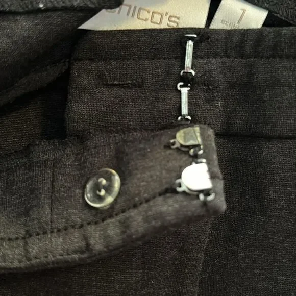 Chicos Regular Knit Womens Dark Grey Career Office Straight Leg Pants Size M - Picture 14 of 16